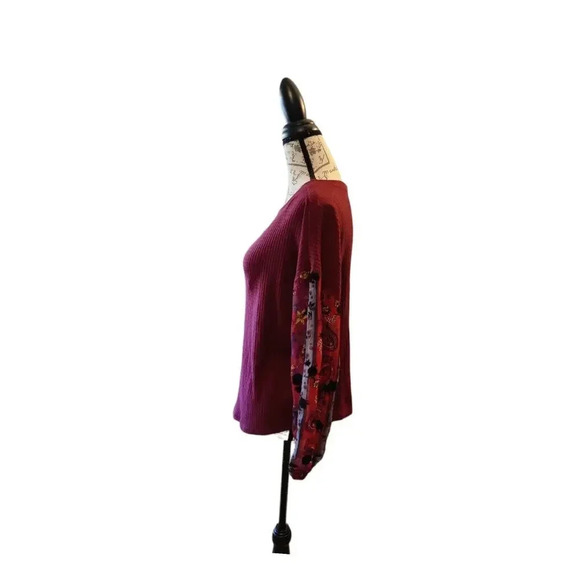 Gypsies & Moondust Long Sleeve Maroon Burgundy Floral Top Sweater Size S - Picture 6 of 8